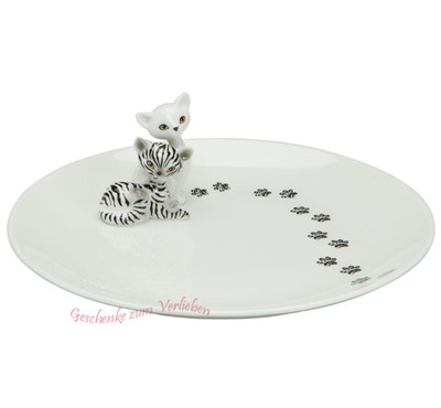 Goebel Kitty de luxe Zebra Kitty Teller aus Porzellan Ø 20cm schwarz weiß Katzen