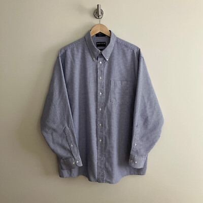 Arrow Dover Shirt Men s XXL Blue Check Vintage Long Sleeve Button Down Oxford