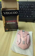 Wireless Gaming Mouse, VEGCOO C8 Silent Click Wireless Rechargeable Mouse Pink