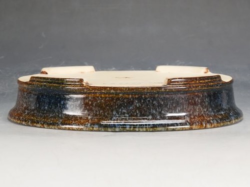 Japanese Bonsai Pot Tokoname AIBA KOYO 9.9"(25.2cm) Brown Glazed Oval Y458 - Picture 7 of 10