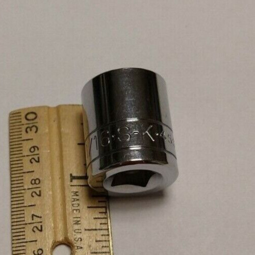 SK 3/8 Inch DRIVE 6 Point 11/16" Shallow SAE Socket 45022 Made USA NOS