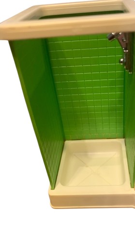Vintage Fisher Price Puppenhaus F-P Spielzeug Badezimmer Dusche WC Waschbecken 70er grün Mod - Bild 6 von 6