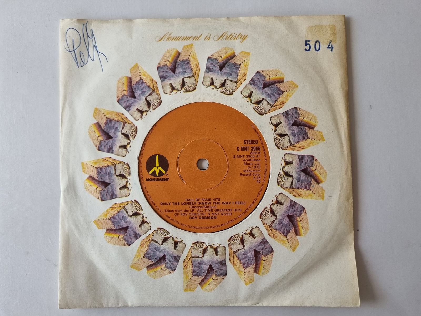 Roy Orbison - Only The Lonely (Know The Way I Feel) 7'' Vinyl UK