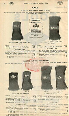 1940 ADVERT Hackett High Grade Diamond Axe Axes Head Double Bit