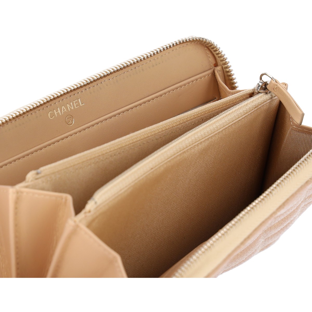 CHANEL Matelasse Classic Quilted Long Zip Around Wallet Gold CHANEL Matelasse Classic Quilted Long Zip Around Wallet Gold