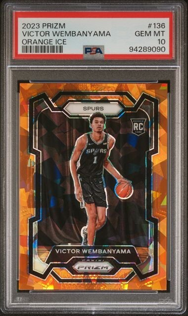 2023 Panini Prizm #136 Victor Wembanyama Orange Ice RC PSA 10 GEM