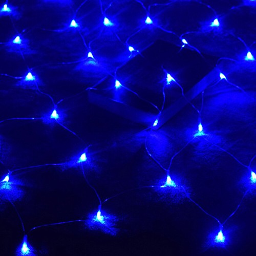 Blue Light Solar Powered Outdoor Christmas Net Lights 96 LED Mesh String Lights - Picture 3 of 12