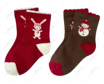Gymboree Baby Girls 6-12 mo  Socks Set NWT Alpine Sweetie Bunny Snowman two pack