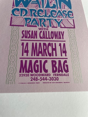 Vintage Mark Arminski Wailin CD Release Party, Serigraph Handbill 1998 Art Print - Picture 2 of 3