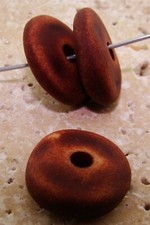 12 VINTAGE BROWN MATTE WASH ACRYLIC 6x20mm. NUGGET DISC SPACER BEADS 7138