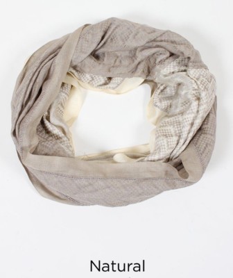 Fashion Two-tone yarn dye chevron Infinity loop Scarf 2-Circle Wrap Soft Natural