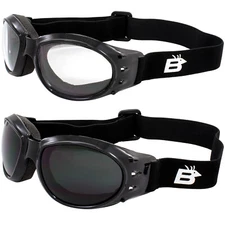 2 Birdz Red Baron Motorcycle Padded Airsoft Goggles Clear & Super Dark Lens