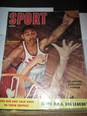 1957 JANUARY SPORT MAGAZINE WILT CHAMBERLAIN KANSAS NFL MLB NBA NHL 92 PAGES