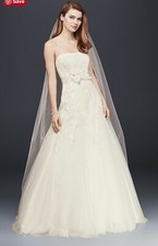Strapless Tulle Drop Waist WHITE Wedding Dress