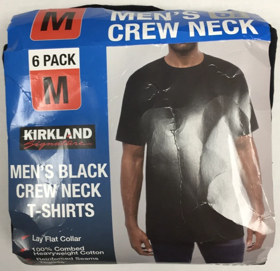 Kirkland black t top shirts 6 pack