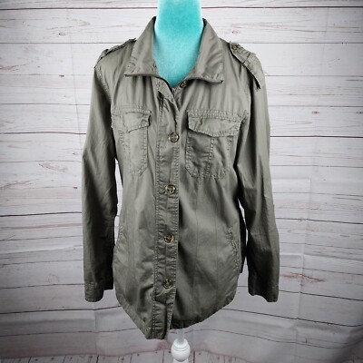 Buffalo David Bitton Green Utility Jacket Full Zip Button Womens Sz  Medium