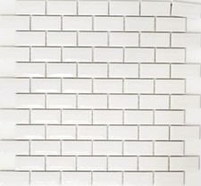 Mosaïque Subway Metro Blanche Brillante Mur De Cuisine Douche 26-0102_F 10 Tapis