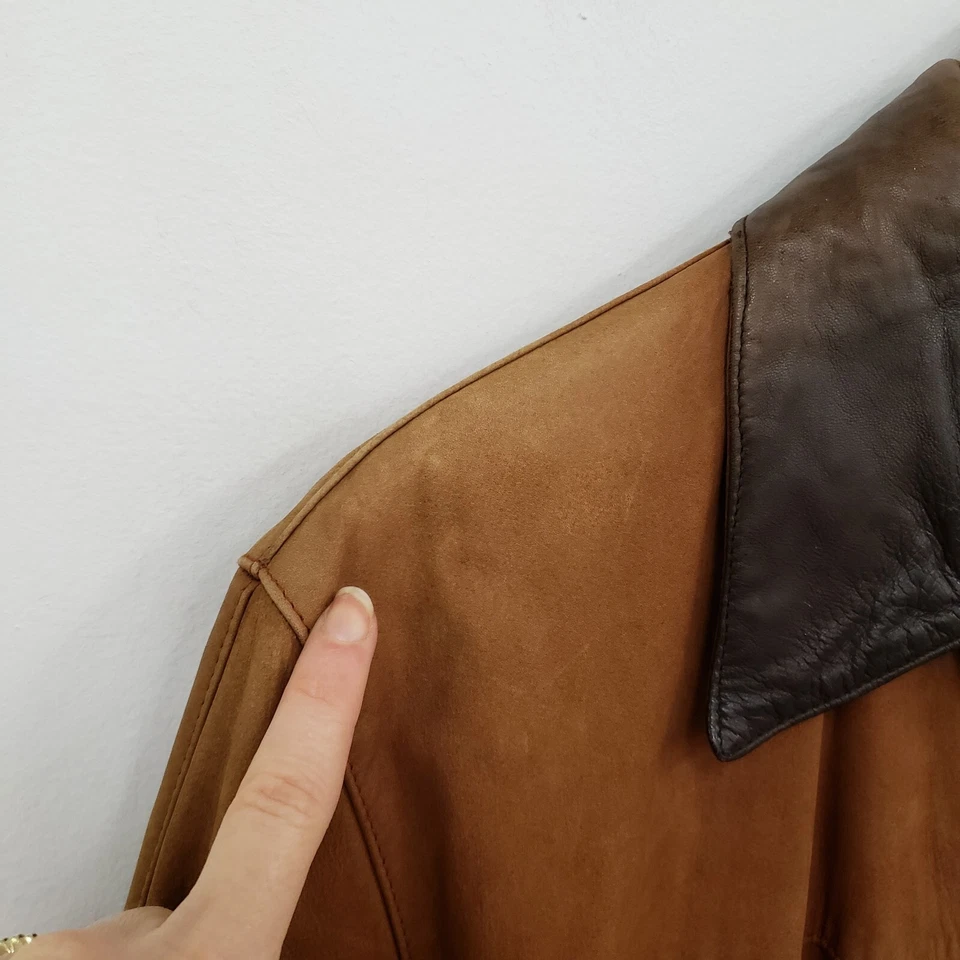 Gabardina occidental de cuero suave Overland vintage para hombre talla XS piel de oveja safari Foto 4 de 4