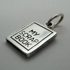 Sterling Silver MY SCRAPBOOK Charm for Bracelet SCRAPBOOKING Vintage GIFT Cute!