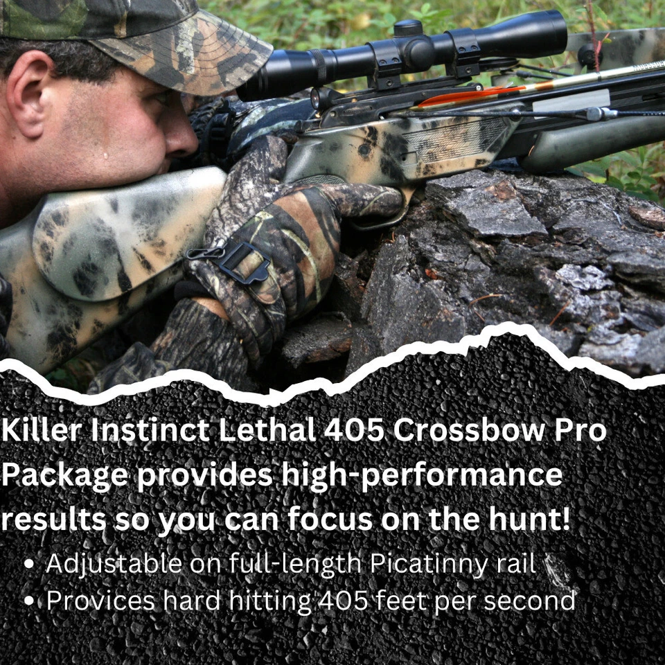 Killer Instinct Lethal 405 FPS Crossbow with Hunting Broadheads & Case - Image 3 of 4