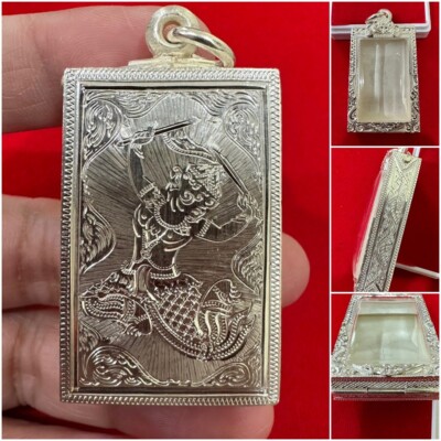 C4 Real Silver 92.5 Case Phra Somdej Lp Thai Frame Empty Amulet Pendant 25*41*7