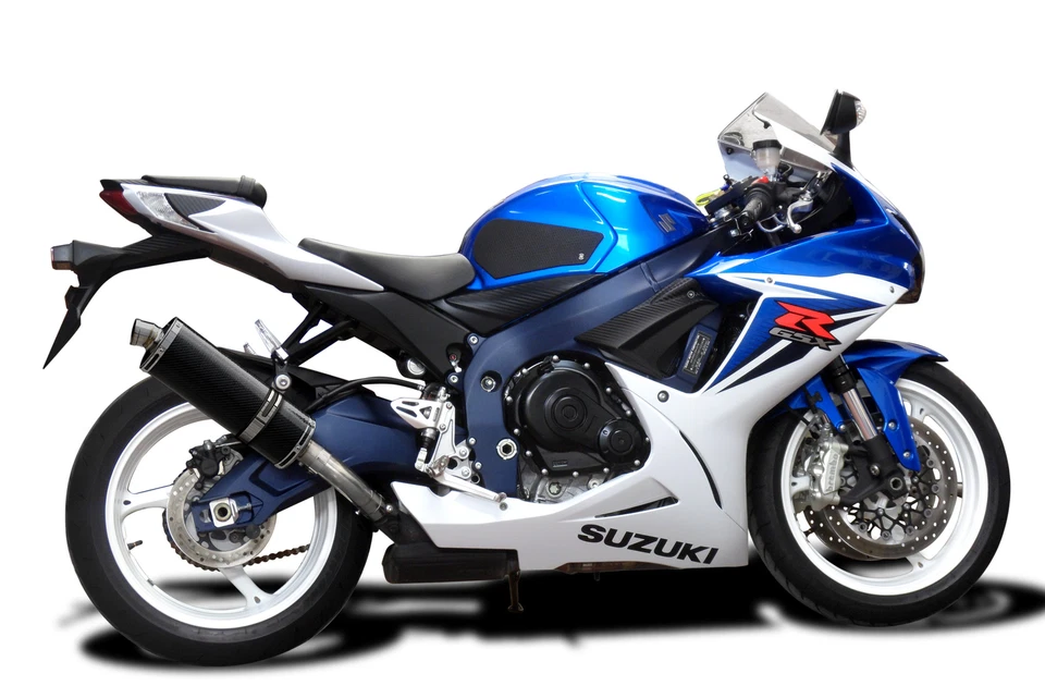 Silenciador redondo de fibra de carbono Delkevic antideslizante de 14 pulgadas para GSX-R750 Foto 3 de 4