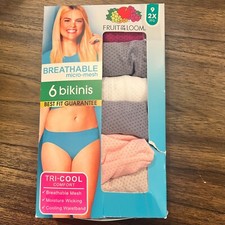 Fruit of the Loom Womens Plus Size Breathable Micro-Mesh bikini Underwear 6 Pack