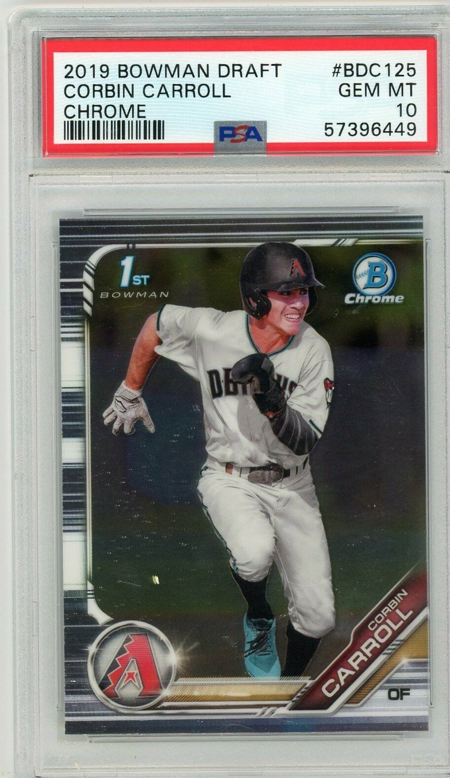 CORBIN CARROLL 2019 BOWMAN DRAFT CHROME #BDC125 DIAMONDBACKS PSA 10 GEM MINT