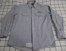 Bulwark FR Flame Resistant Long Sleeve Button Up Work Shirt Blue Men Large