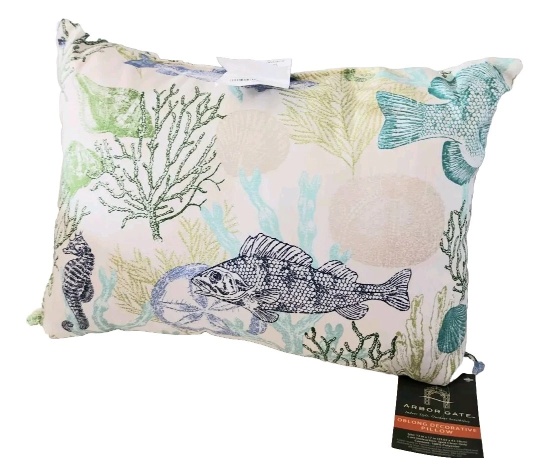 Arbor Gate 13x17 Colored Throw Pillow Home Decor Coral Star Fish Shell Sea Horse
