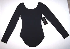 Theatricals Dancewear Leotard Bodysuit LS Scoop Bra Liner TH5507 Black New Women