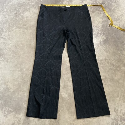 Louben Pants Womens Plus size 18 Jacquard Trousers Straight Leg High Rise Black
