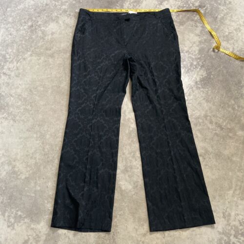 Louben Pants Womens plus sz 18 Jacquard Trousers Straight Leg High Rise Black - Picture 1 of 12