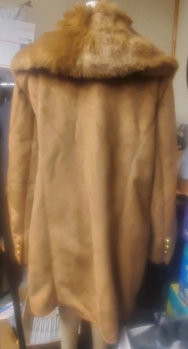 Dennis Basso Brown Faux Suede/ Fleece Women’s Coat Detachable Fur Collar XL - Picture 6 of 10