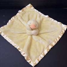 CARTER'S Sleepy Yellow Duck Lovey Security Blanket Plush Baby Toy Satin Trim A