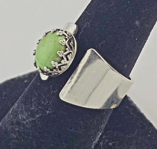 Vintage Ronnie Willie Navajo Sterling Silver Green Ge… - Gem