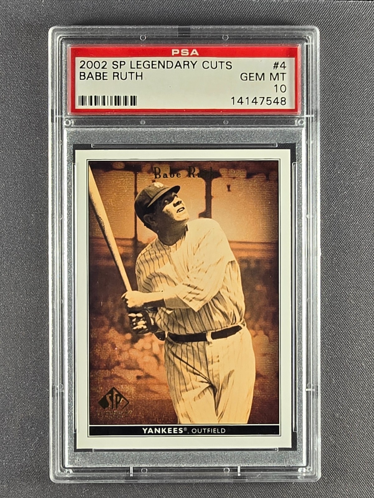 2002 SP Legendary Cuts #4 Babe Ruth PSA 10 Gem Mint New York Yankees