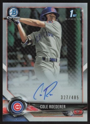 2018 Bowman Draft #CDA-CR Cole Roederer Chrome Autographs Refractor Auto #/485