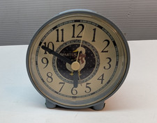 Vintage Spartus Quartz Gray Round Plastic Clock Battery Operated Made in USA