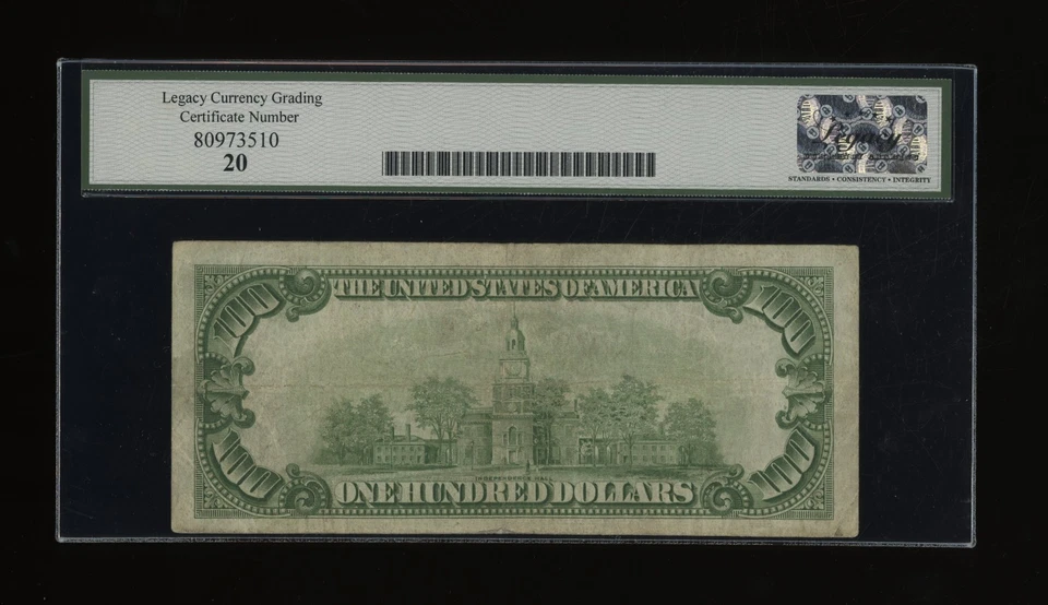 Certificado de oro DBR 1928 $100 Fr. 2405 Legacy VF-20 serie A01468004A Foto 2 de 2