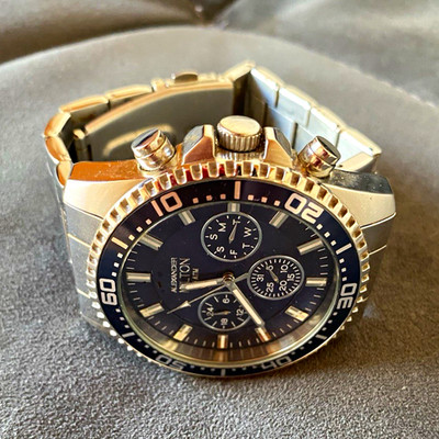 Alexander Milton Milton Herren Quarz Uhr Edelstahl silber schwarz Datum 50 m