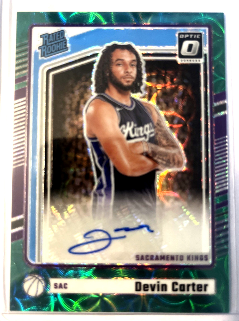 Devin Carter 2024-25 Donruss Optic Rated Rookie Green Int'l Prizm Auto (15/25)