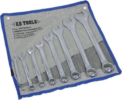 British Whitworth BSW Combination Wrench Spanner Open Ended/Ring Combo Set TE078