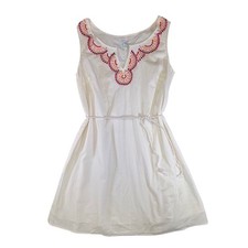 Calypso St Barth for Target White Cotton Embroidered Beaded Rope Belt Dress L