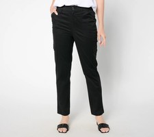 Belle by Kim Gravel Tall Utility Stretch Cropped Cargo Pant Black 6 New