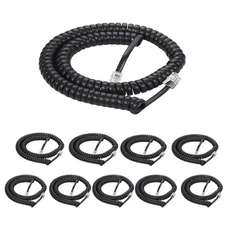 10 Pack 8 FT Coiled Landline Phone Handset Cable 4P4C Telephone Accessory