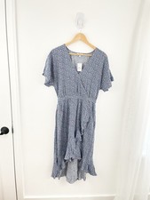 J.Crew S Blue Pink Floral Wrap High Low Dress Women’s Small NWT