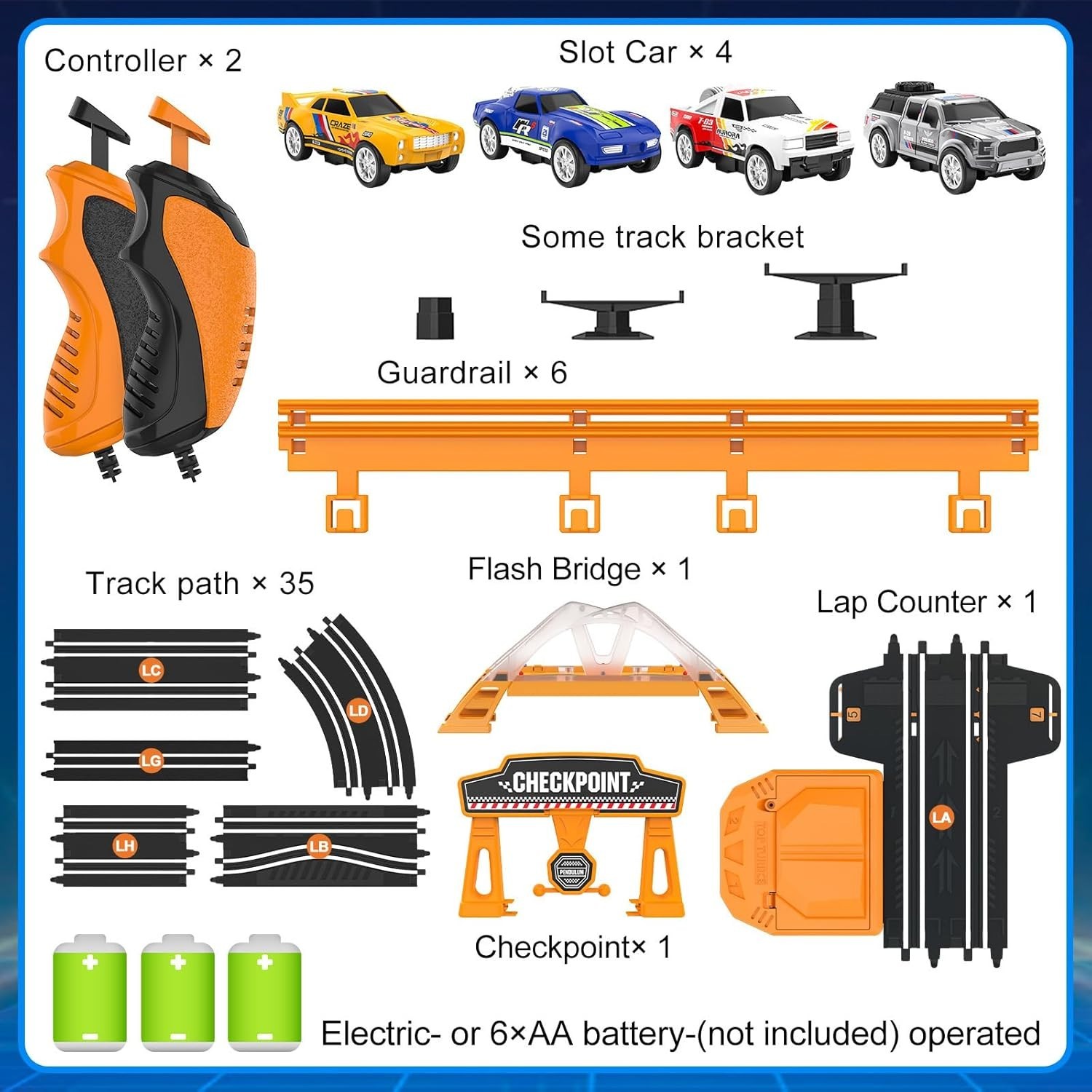 Slot Car Race Track Set Electric Powered Race Track Dual Racing Car Track Set