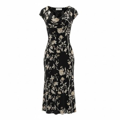 EMANUEL UNGARO MADE IN PARIS SILK SHEER Y2K Floral Mid Length Dress Sz 6 Vintage