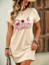 Women’s Butterfly Graphic T Shirt Dress Short Sleeve Casual Mini Dresses US ↔